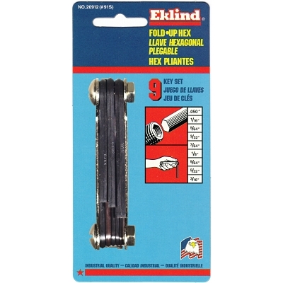 #91-S .050-3/16 Size Fold-Up Hex Key Set MPN:20912