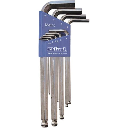Ball-Hex-L Key Set - Bright 9PC. Set 1.5MM-10MM MPN:13709