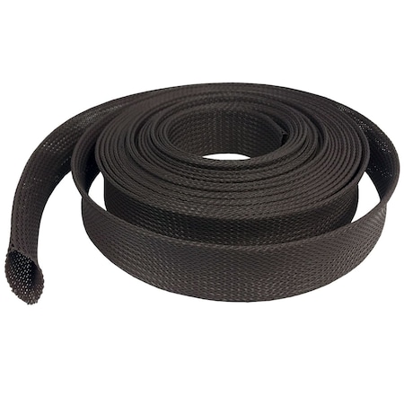 Braided Cable Sleeve, 1/4 in Inside Dia., 250 ft, Polyester, Dark Brown MPN:BS-J-RR-025-250