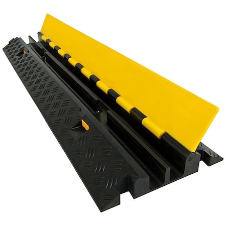 Cable Protector, 1-7/8 in H, 40 in L, 10 in W, 2 Channel, Rubber, Black, Yellow MPN:CP-RPS-212-YL