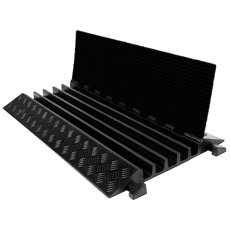Cable Protector, 3 in H, 3 ft L, 23-1/2 in W, 5 Channel, Rubber, Black MPN:CP-RPS-517-BK