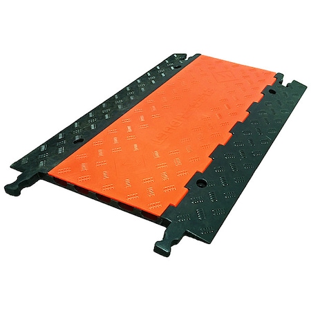 Cable Protector, 1 in H, 3 ft L, 27-1/2 in W, 5 Channel, Rubber/PVC, Black, Orange MPN:CP-RPS-LP-527-O/B