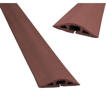 Cable Protector, 3/4 in H, 10 ft L, 3-1/4 in W, 3 Channel, Rubber, Brown MPN:D-2-10-BN