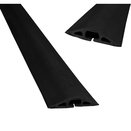 Cable Protector, 3/4 in H, 5 ft L, 3-1/4 in W, 3 Channel, Rubber, Black MPN:D-2-5-BK