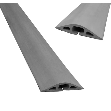Cable Protector, 3/4 in H, 5 ft L, 3-1/4 in W, 3 Channel, Rubber, Gray MPN:D-2-5-GY
