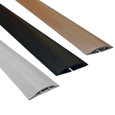 Cable Protector, 9/16 in H, 10 ft L, 3-1/4 in W, 3 Channel, Rubber, Brown MPN:D-2-LP-10-BN