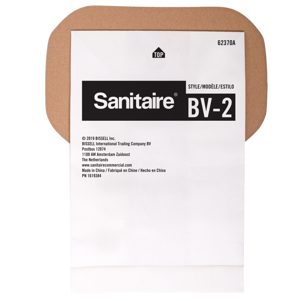 Sanitaire BV-2 Premium Paper Vacuum Bags, 6-Quart, White, Pack Of 5 Bags MPN:62370A
