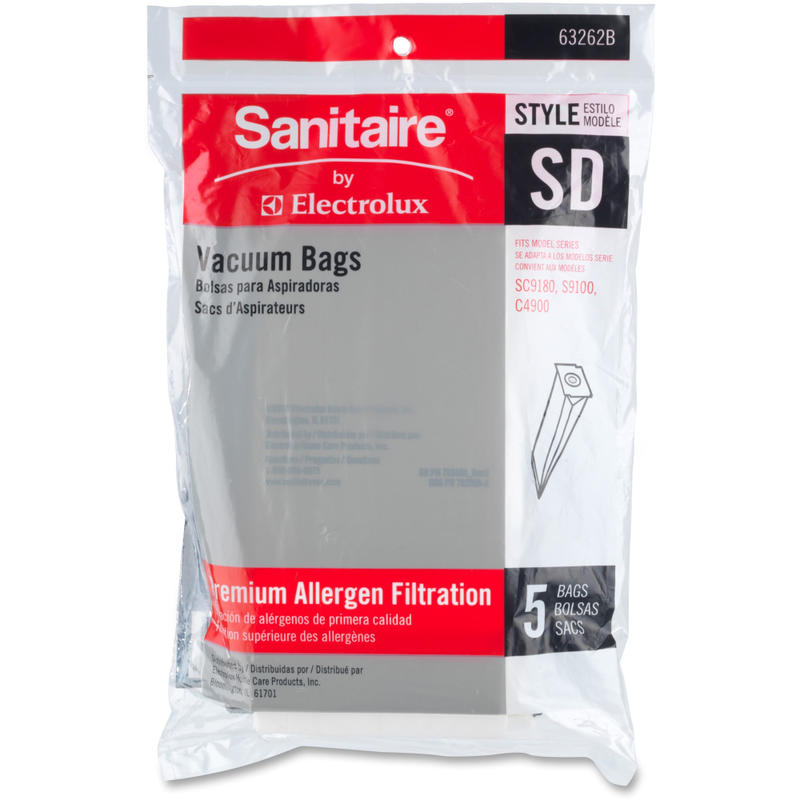 Sanitaire Replacement SD Vacuum Bags, 4-Quart, White, Case Of 5 Bags MPN:63262B10CT