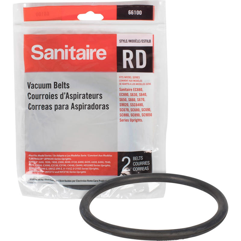 Sanitaire Style RD Vacuum Belts, 1/2in x 8in, Black, Pack Of 2 Belts MPN:6610012
