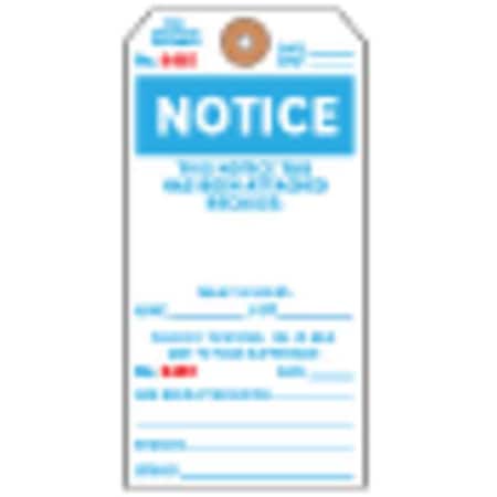Notice Tag, Notice, Cardstock, 2 7/8 in Width, 5 3/4 in Height, 100 PK MPN:Y602698