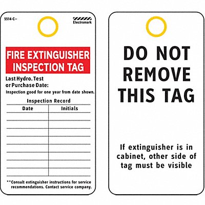 Tag Fire Extinguisher Paper PK25 MPN:Y604036