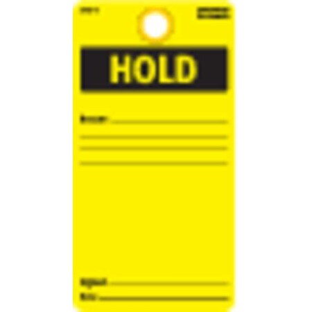 Tag, Inspection, Cardstock, 5 3/4 in H x 3 in W, Yellow, Rectangle, 25 PK MPN:Y604042