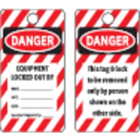 Danger Tag, Cardstock, 5 3/4 in H x 3 in W, Black and Red on White, Rectangle, 25 PK MPN:Y604111