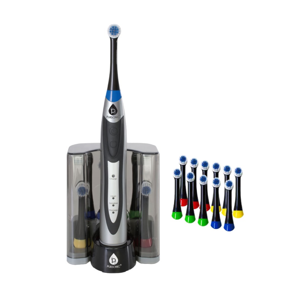 Pursonic Rechargeable Rotary Oscillation Toothbrush, 9inH x 7inW x 4-1/2inD, Black MPN:99590323M