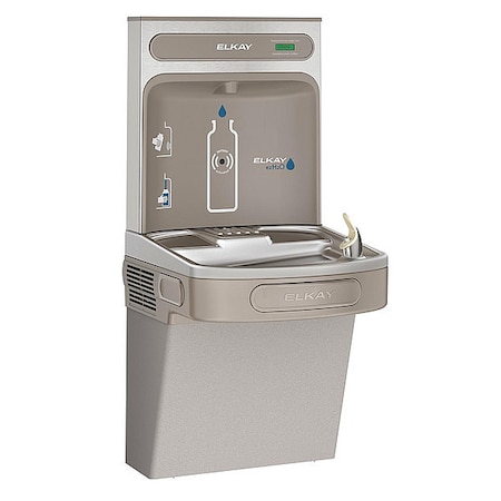 Drinking Fountain W/ Bottle Filler, On-Wall, Non-Filtered, Refrigerated, 39-1/8 in H, Gray MPN:EZS8WSLK