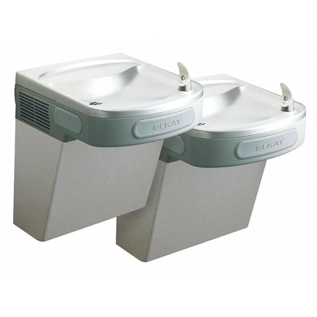 Two-Level Drinking Fountain, On-Wall, Non-Filtered, Refrigerated, Front Pushbar, 25-3/8 in H, Gray MPN:EZSTL8LC
