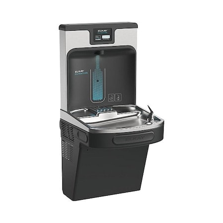 Filtered Bottle Filling Station and Single ADA Cooler Midnight Black Lead Reduction Drop Down Wrapper MPN:LZS8WSMP