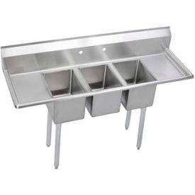 Elkay® 3C12X16-2-12X NSF Sink 3-Compartment w/12L x 16W Bowl 12 Deep (2) 12 Drainboards 3C12X16-2-12X
