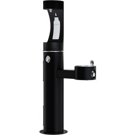 Elkay LK4420BF1U Bi-Level Outdoor Pedestal Fountain Upper Bottle Filling Station Black LK4420BF1UBLK