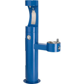Elkay LK4420BF1U Bi-Level Outdoor Pedestal Fountain Upper Bottle Filling Station Blue LK4420BF1UBLU