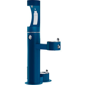 Elkay ezH2O Outdoor Bottle Filler w/Drinking Fountain & Pet Station Freeze Resistant Blue LK4420BF1UDBFRKBLU