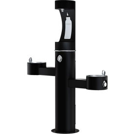 Elkay Outdoor Tubular with 2 Fountains & Upper Bottle Filling Black LK4430BF1UBLK