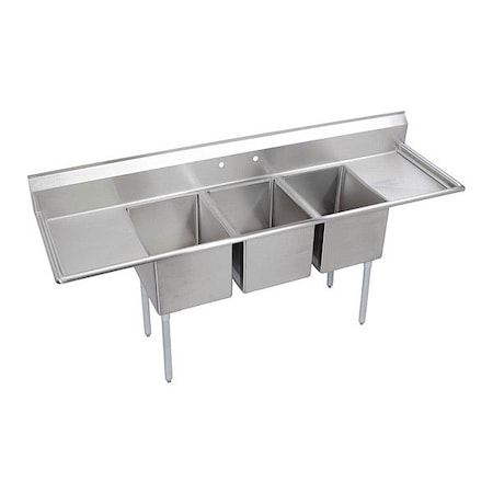 Kitchen Sink 20 in x 16 in, 3, 2, Floor Mount, 18 ga. 300 Stainless Steel MPN:E3C16X20-2-18X
