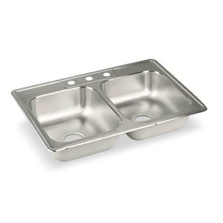 Drop-In Sink, Drop-In Mount, 3 Hole, 13-1/2