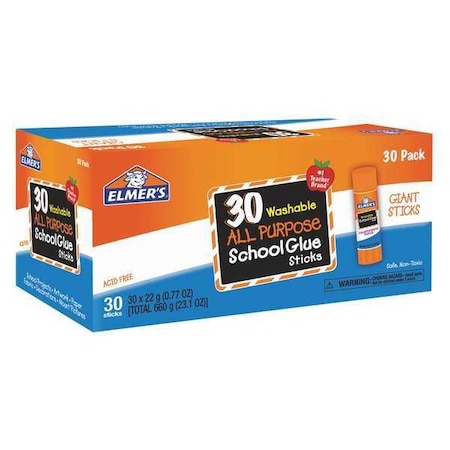 Washable Glue Sticks, 0.77oz., White, PK30 MPN:E599