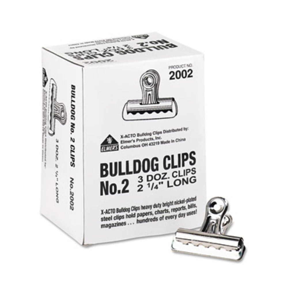 Bulldog Clips, Medium, Nickel-Plated, 36/Box (Min Order Qty 4) MPN:2002