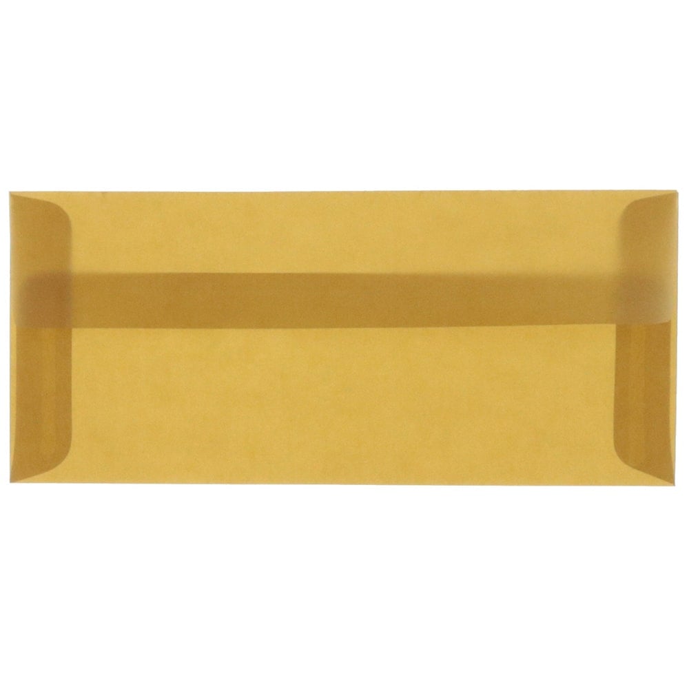 JAM Paper #10 Business Booklet Envelopes, Translucent, Gummed Closure, Earth Brown, Pack Of 25 MPN:PACV351A