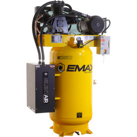 EMAX Industrial Two-Stage Silent Air Compressor 80 Gal Cap Vertical 7.5 HP 26 CFM 1-Phase 230V ESS07V080Y1