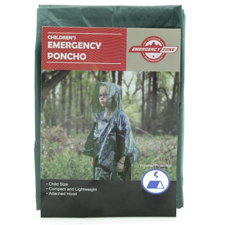 Childrens Emergency Poncho, Green MPN:104G