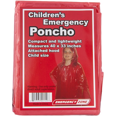 Childrens Emergency Poncho, Red MPN:104R