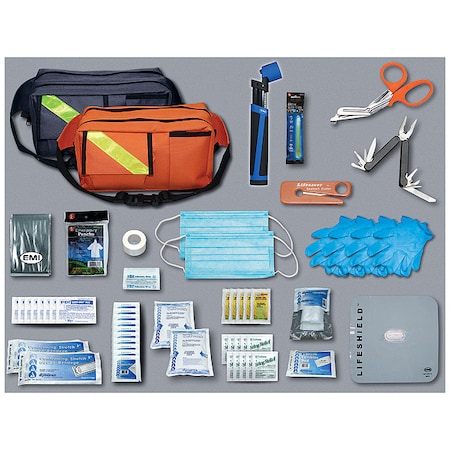 Ready Emergency Kit, Nylon Bag, 63 Components, 2 People Served MPN:7012