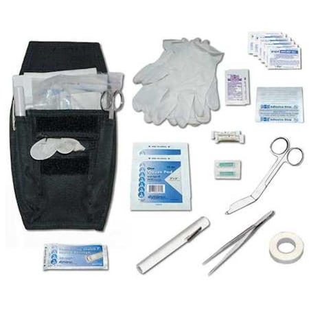 Quick Aid First Aid kit, Cordura Nylon, 6 1/4 in L, 5 in W, Black MPN:453
