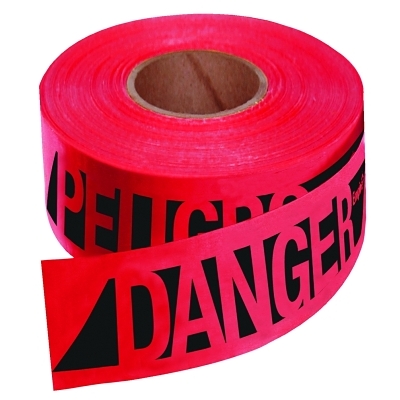 Reinforced Danger/Peligobarr Tape-Rd w/Blk Prnt MPN:76-0604