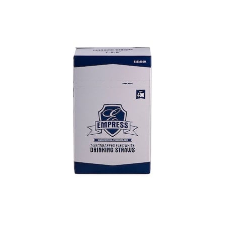 White Flex Straw, Paper Wrapped, 7.625