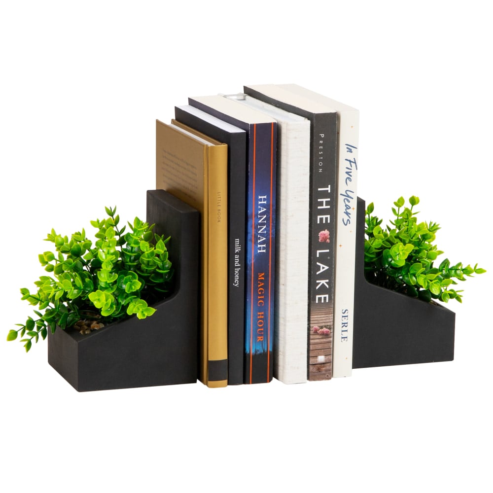 Mind Reader Contemporary Planter Bookends, Black, Set Of 2 Bookends MPN:PLANTEND2-BLK