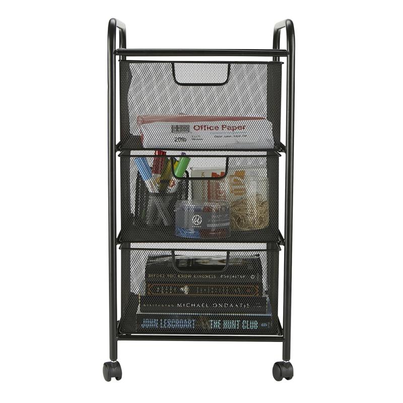 Mind Reader Multi-Purpose Rolling Storage Cart with Removable Drawers, 25in H x 13-1/4in W x 12-3/4in L, Black MPN:3VERTM-BLK