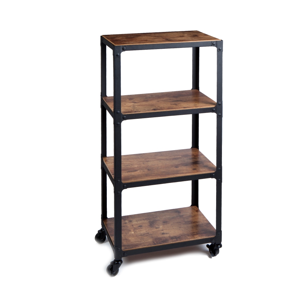 Mind Reader Rolling 4-Tier Utility Cart, Wood and Metal, 39in H x 12in W x 17-17/20in D, Black MPN:4TWDMTCART-BLK-MRM