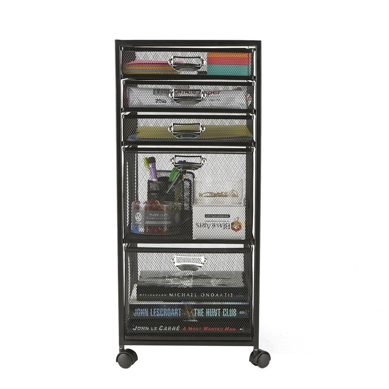 Mind Reader Multipurpose Rolling Storage Cart with Drawers, Office Organizer, Utility Cart, 25inH x 14inW x 11inD, Black MPN:5TWHEEL-BLK