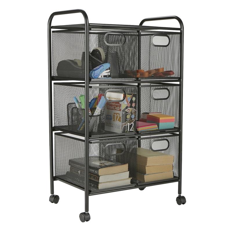 Mind Reader Multipurpose Rolling Cart with Drawers Office Storage Organizer, Utility Cart, Metal, 29in H x 11in W x 16in D, Black MPN:6DRMESH-BLK