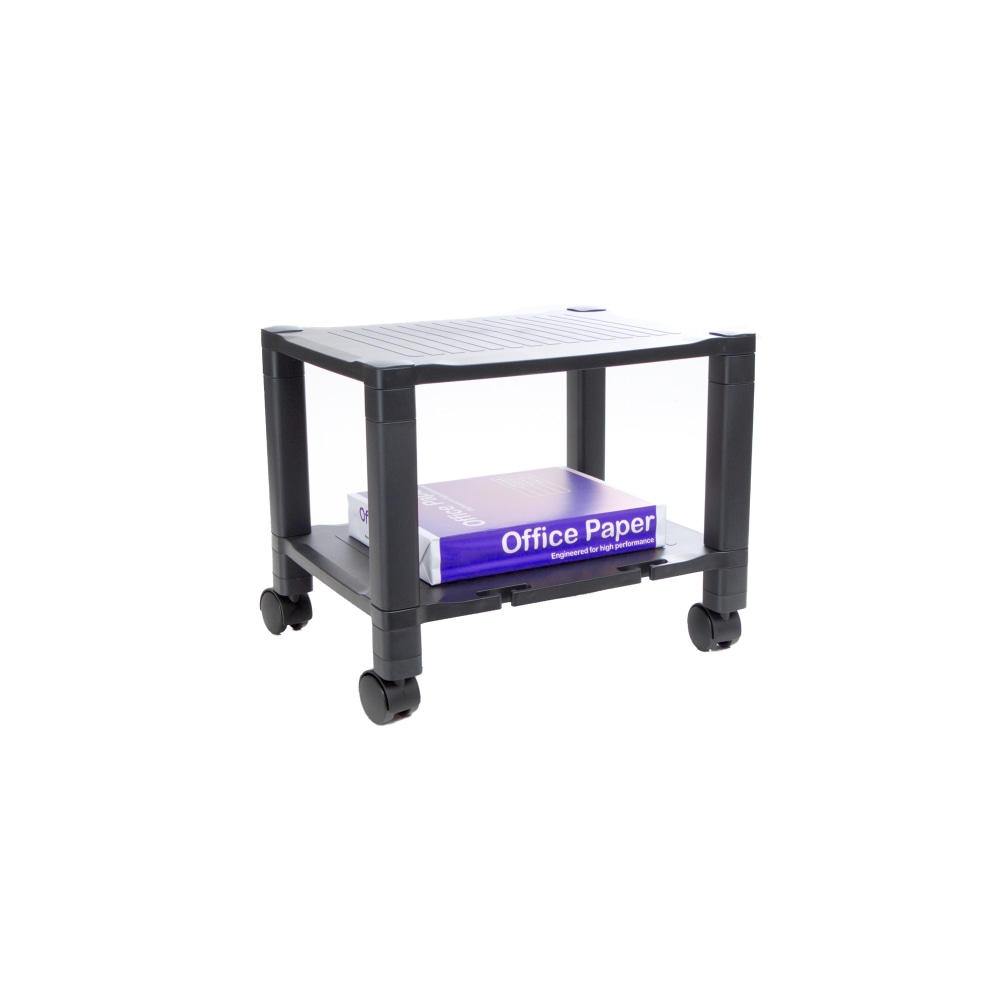 Mind Reader Plastic Rolling Printer Utility Cart 2-Shelf, 14-1/4inH x 13-1/2inW x 17-1/4inD, Black MPN:PRCARTSM-BLK
