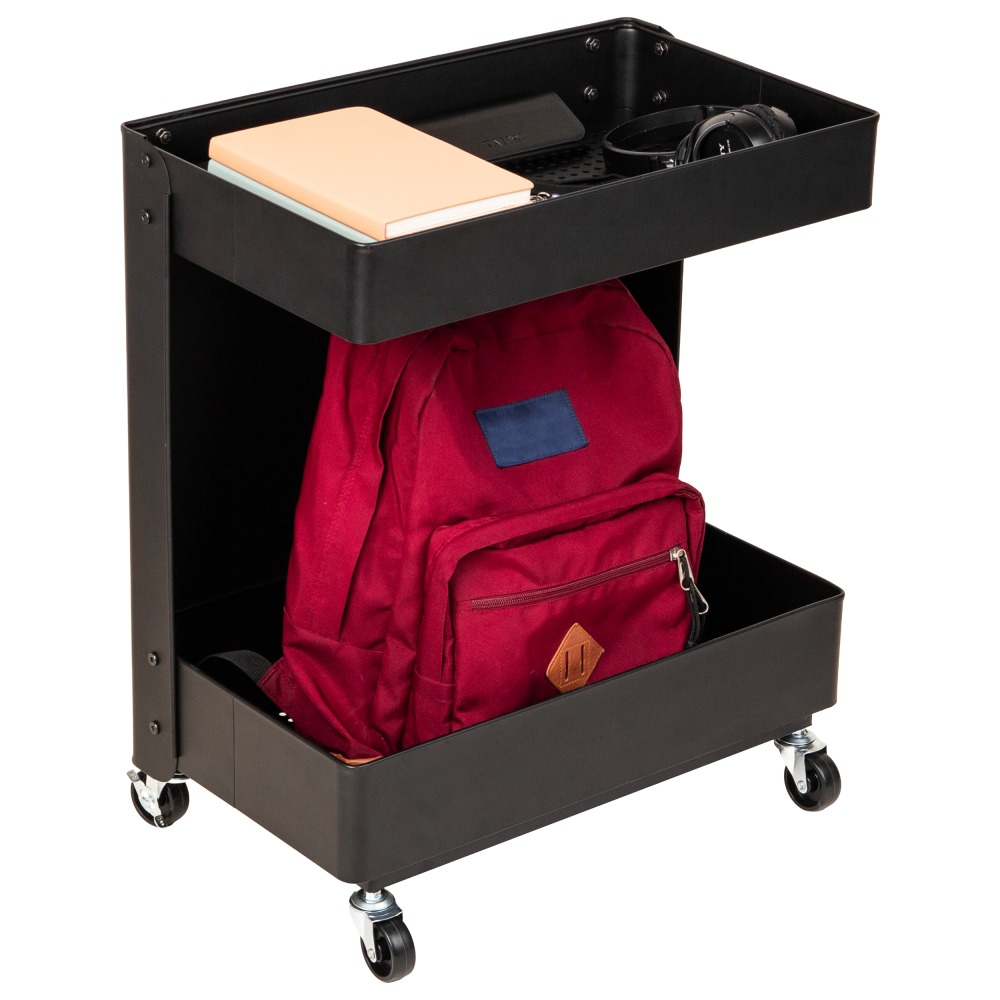 Mind Reader 2-Tier Under Desk Rolling Cart, 23-1/2inH x 20inW x 12inD, Black MPN:UDCART-BLK