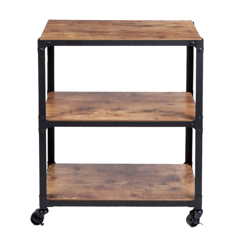 Mind Reader Multipurpose Rolling Cart with 3 Tiers, Mobile Office Storage Organizer, Metal, MDF, 29-1/2in H x 12in W x 23in L, Brown MPN:WDMTCART3T-BLK-MRM