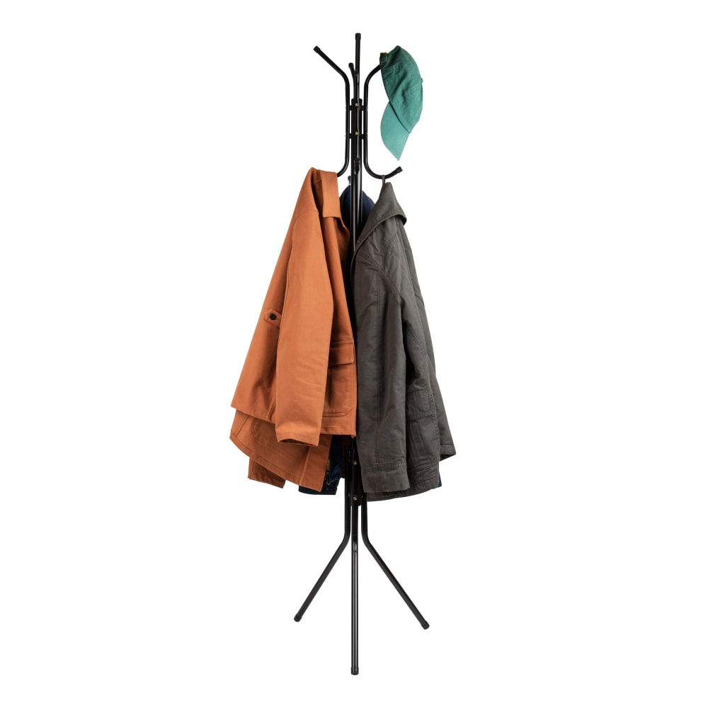 Mind Reader Coat Rack Multi-Hook Organizer for Office or Entryway, 69inH x 16-1/2inW x 14-3/4inL, Black MPN:CRACK11-BLK