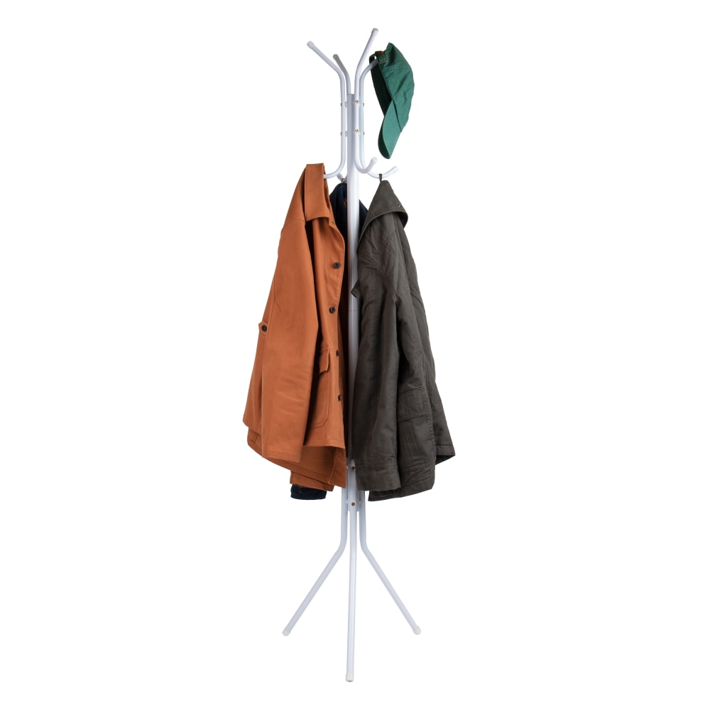Mind Reader Coat Rack Multi-Hook Organizer for Office or Entryway, 69inH x 16-1/2inW x 14-3/4inL, White MPN:CRACK11-WHT