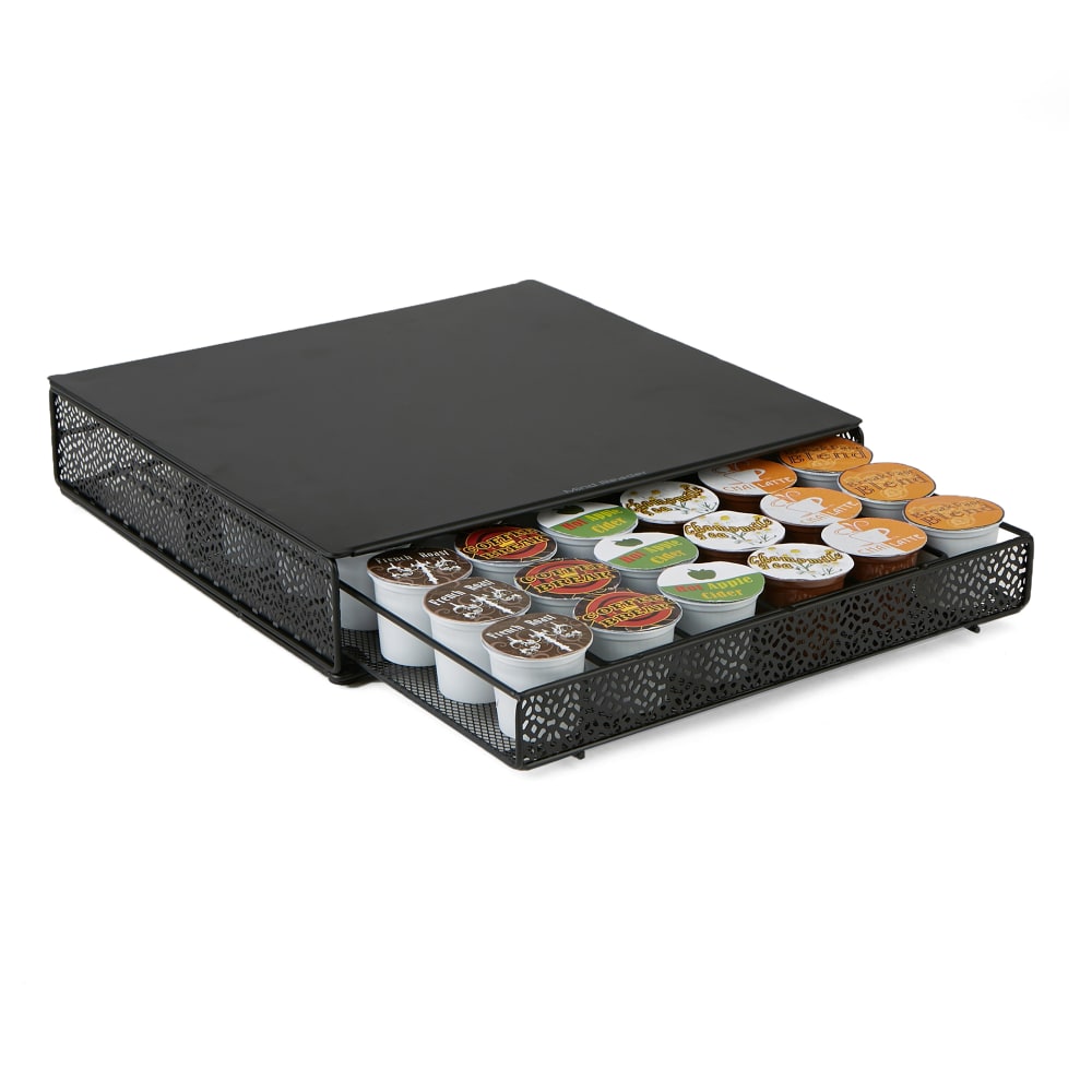 Mind Reader Single Serve Coffee Pod Drawer, 3inH x 13inW x 12-3/4inL, Black MPN:MTRAY-BLK