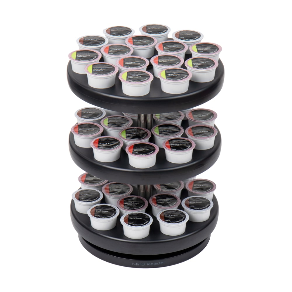 Mind Reader 3-Tier Single Serve Pod Carousel, 11-3/4in H x 9-1/2in W x 9-1/2in L Black MPN:PODSUS45-BLK